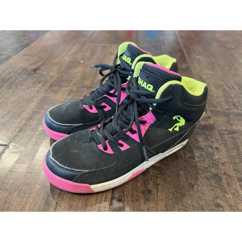 Shaq Youth Girls Basketball Size 4.5 High Top Athletic‎ Shoes Black and Pink